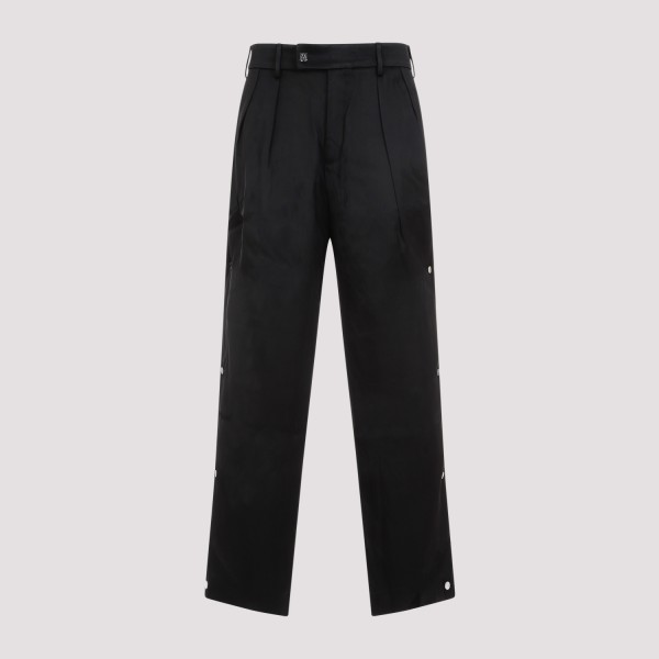 Shop Amiri Side Pleat Snap Pants 48 In Black