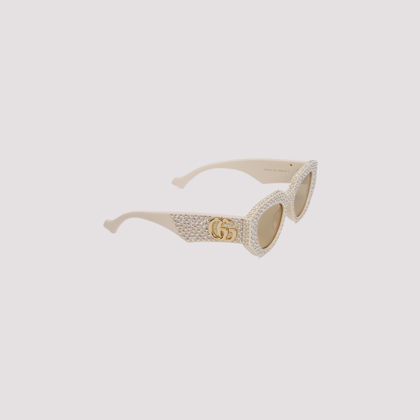 Shop Gucci Crystal Sunglasses Unica In Ivory Crystal