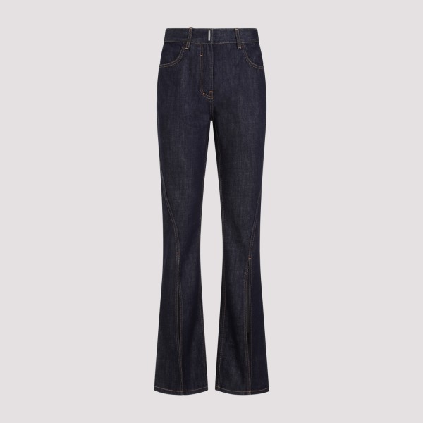 Shop Givenchy Front Split Boot Cut Trousers 26 In Indigo Blue