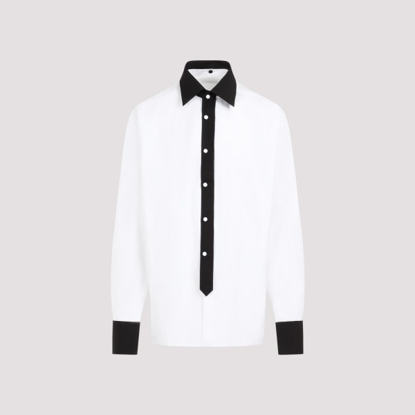 Shop Prada Cotton Shirt L In F Bianco Nero