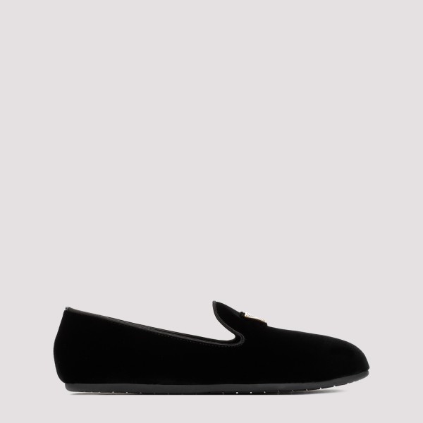 Shop Prada Velvet Slippers 36+ In Black