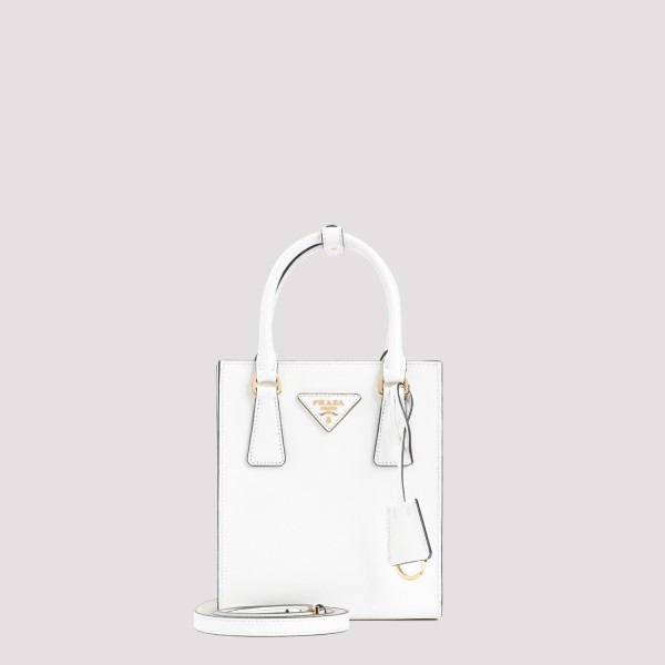 Shop Prada Saffiano Calf Leather Handbag Unica In Fpg Bianco N