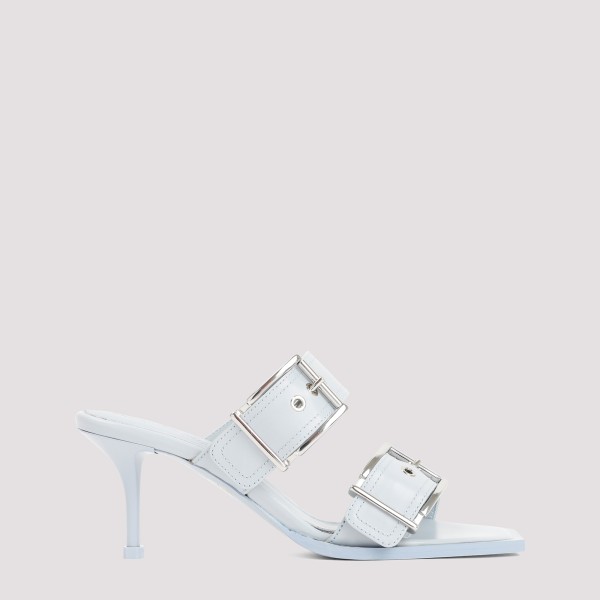 Shop Alexander Mcqueen Leather Sandals 39 In Spring Blue Silver
