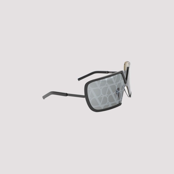 Shop Valentino Romask Monogram Pattern Sunglasses Unica In Black Iron