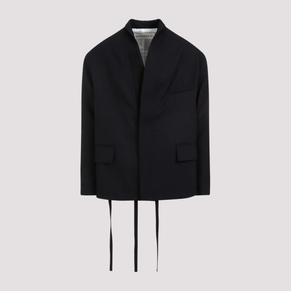 Shop Mordecai Kimono Suit Jacket L In Black W Stripes