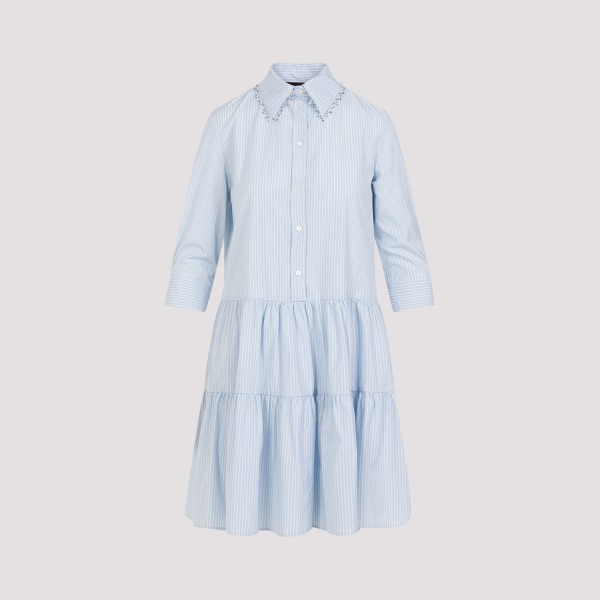 Shop Fabiana Filippi Cotton Mini Dress 40 In Vru Azzurro