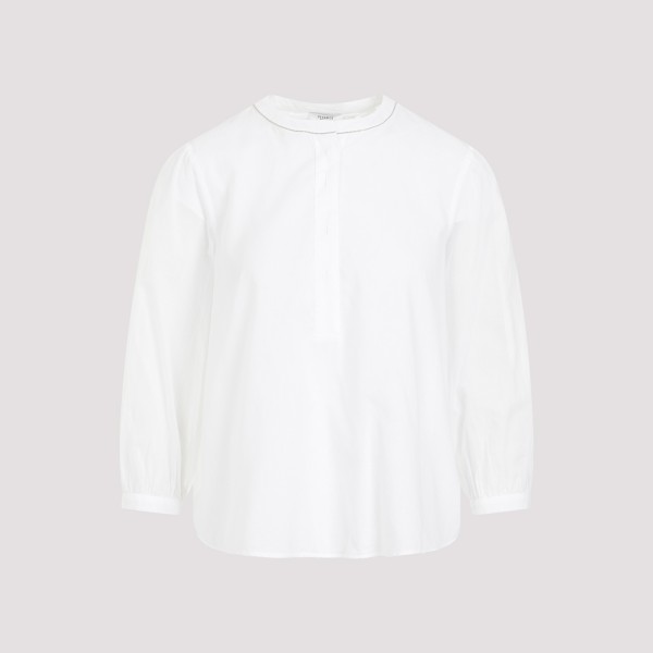 Shop Peserico Voile Cotton Shirt 42 In Bianco