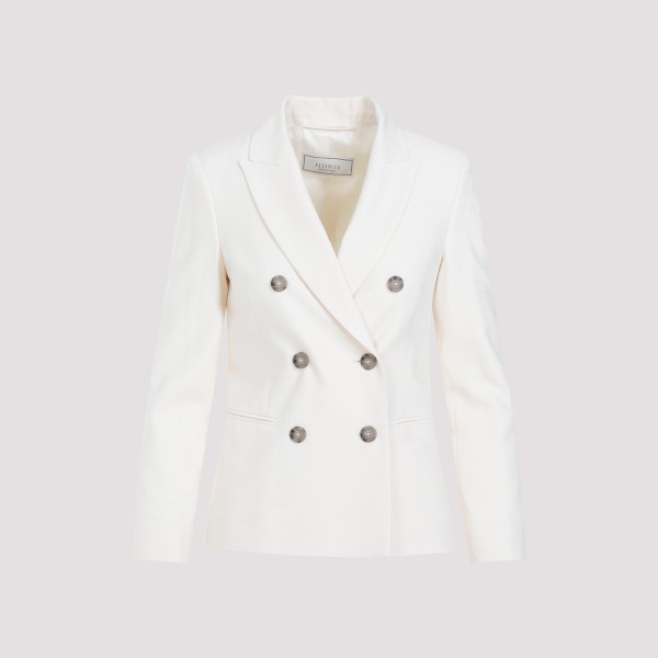 Shop Peserico Double Breasted Jacket 42 In Beige