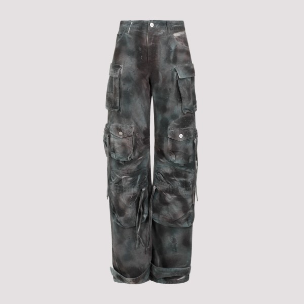 Shop Attico The  Fern Long Pants 26 In Stained Greencamouflage