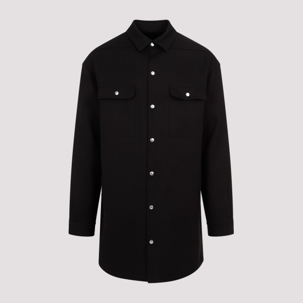 Shop Rick Owens Jumbo Fogpocket Silk Wool Shirt 52 In Black