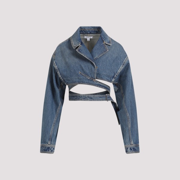 Shop Alaïa Alaia Crossover Jacket 40 In Bleu Vintage