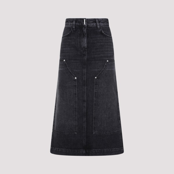 Givenchy Cotton Skirt In Faded Black