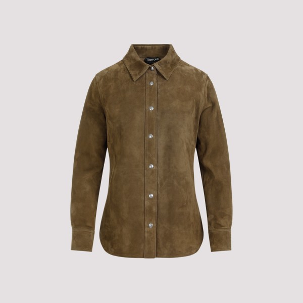 Shop Tom Ford Soft Suede Shirt 40 In Kb Sepia