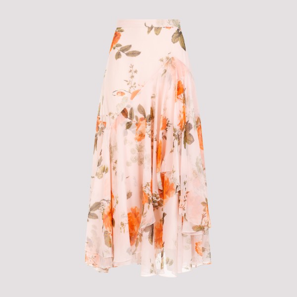 Shop Erdem Midi Skirt With Tiered Frilled Hem 6 In Shell Pink