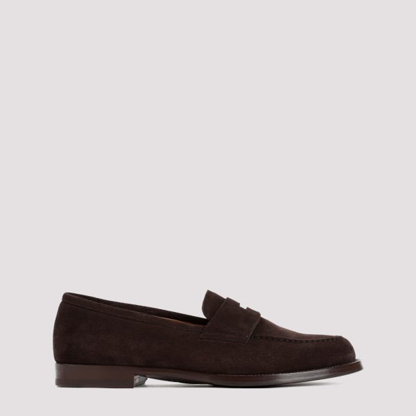 Shop Dunhill Audley Penny Leather Loafers 43 In Chocolate