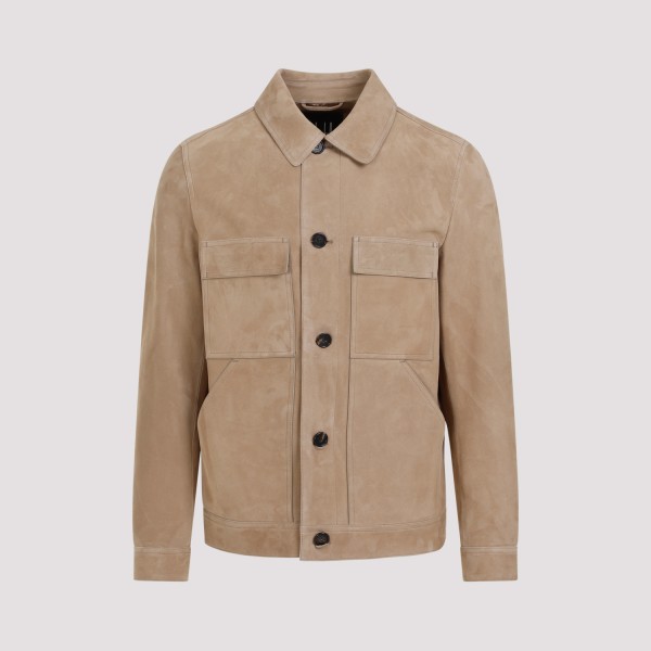 Shop Dunhill Suede Tailored Jacket L In Fawn