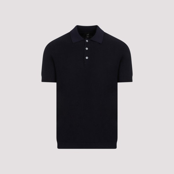 Shop Dunhill Textured Cotton Polo Xl In Ink