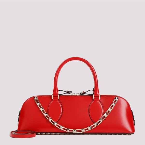 Shop Valentino Garavani Duffle Rockstud Handbag Unica In Ju Rouge Pur