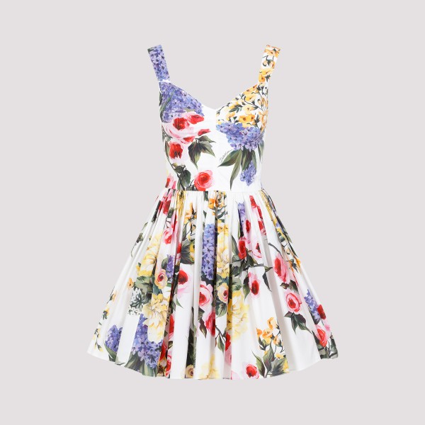 Shop Dolce & Gabbana Rose Print Mini Dress 40 In Hayb Giardino Bianco