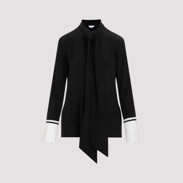 Shop Victoria Beckham Pleat Cuff Details Blouse 8 In Black