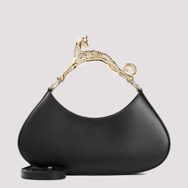 Shop Lanvin Large Hobo Bag With Cat Handle Unica In Black