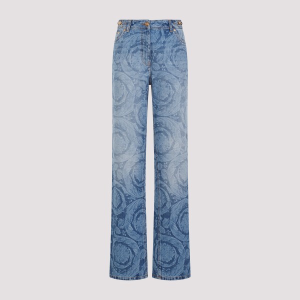 Shop Versace Denim Laser Baroque Jeans 26 In D Medium Blue