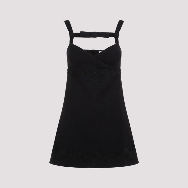 Shop Patou Contrasted Braid Bow Mini Dress 38 In B Black