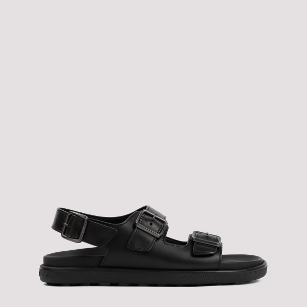 Shop Tod's Tod`s Leather Sandals 9+ In Nero