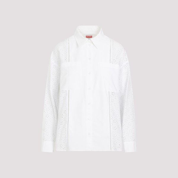 Shop Kenzo Broderie Anglaise Shirt 36 In Blanc Casse