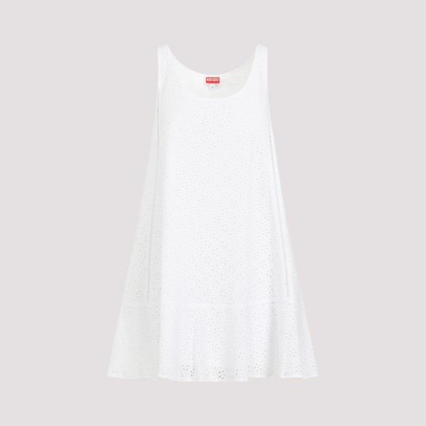 Shop Kenzo Broderie Anglaise Mini Dress 34 In Blanc Casse