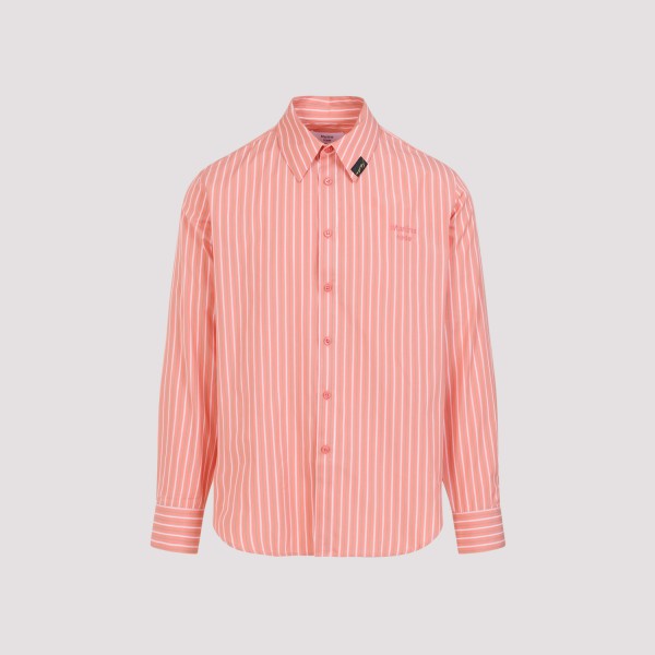 Shop Martine Rose Classic Shirt L In Pnkgrs Pinkgreen Stripe