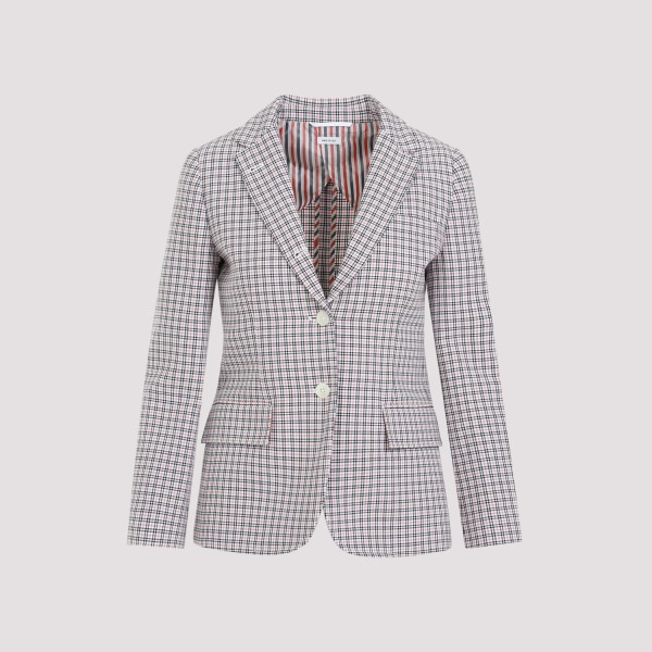 Shop Thom Browne Small Check Cotton Jacket 40 In Rwbwht