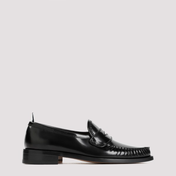 Shop Thom Browne Pleated Varsity Loafers 7 In Black