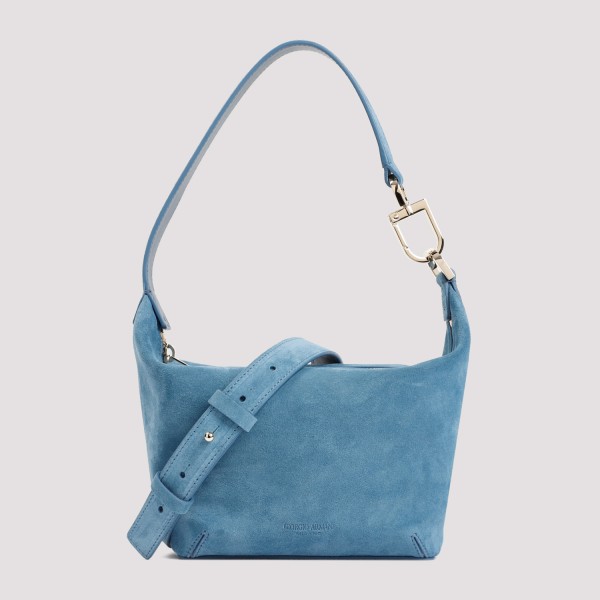 Shop Giorgio Armani Suede Calf Leather Handbag Unica In Blu
