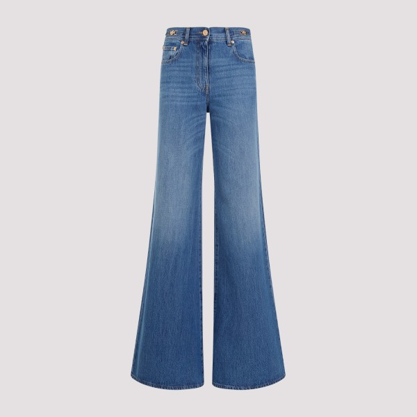 Shop Versace Flared Denim Stone Wash Jeans 25 In D Medium Blue
