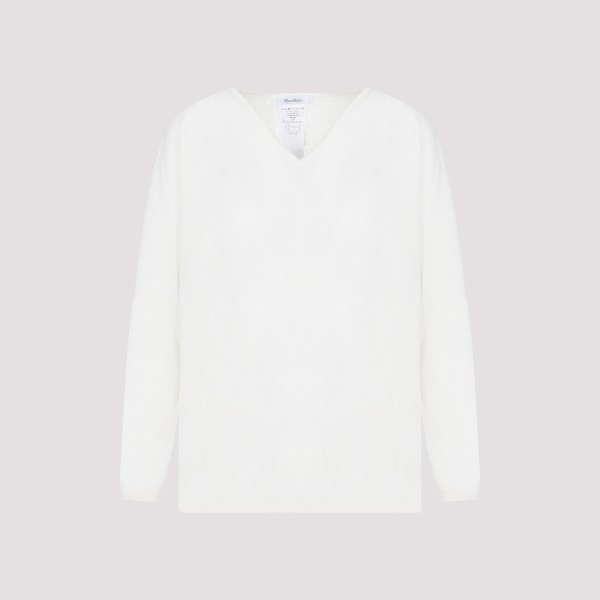 Shop Max Mara Freccia V-neck Sweater M In Bianco