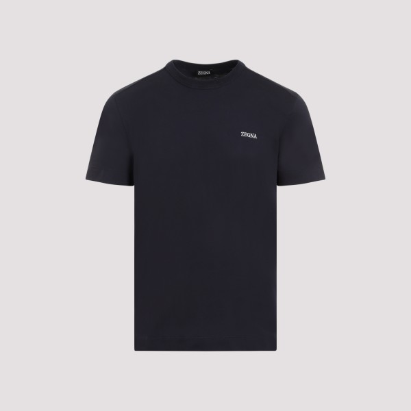 Shop Zegna Cotton T-shirt 50 In B Blue Navy Unito