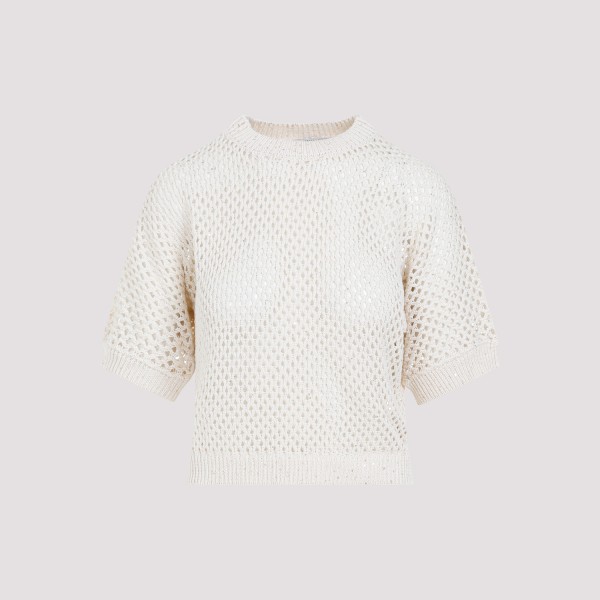 Shop Peserico Cotton Pullover 40 In Beige