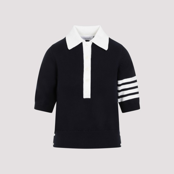 Shop Thom Browne Hector Icon Jersey Stitch Intarsia Polo 38 In Navy