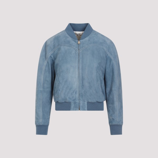 Shop Chloé Chloe Bomber Jacket 34 In Grizzled Blue