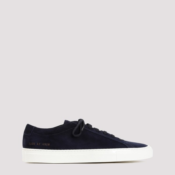 Shop Common Projects Achilles In Waxed Suede Sneakers 44 In Navy