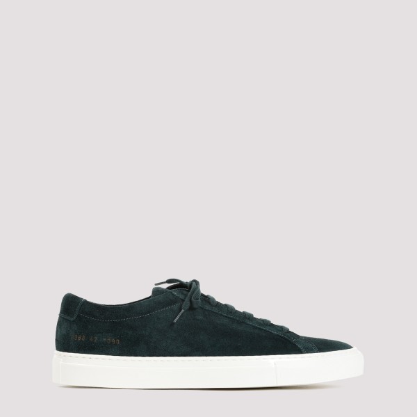 Shop Common Projects Achilles In Waxed Suede Sneakers 45 In Green