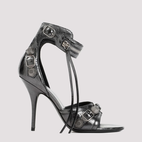 Shop Balenciaga Cagole H110 Sandals 36 In Steel Grey Silver
