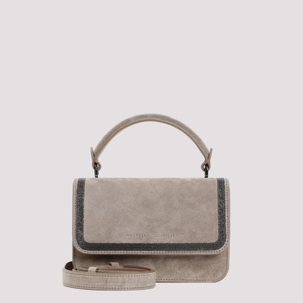 Brunello Cucinelli Suede Leather Handbag In Grey