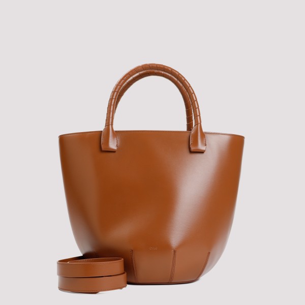 Shop Chloé Chloe Leather Basket Bag Unica In M Tan