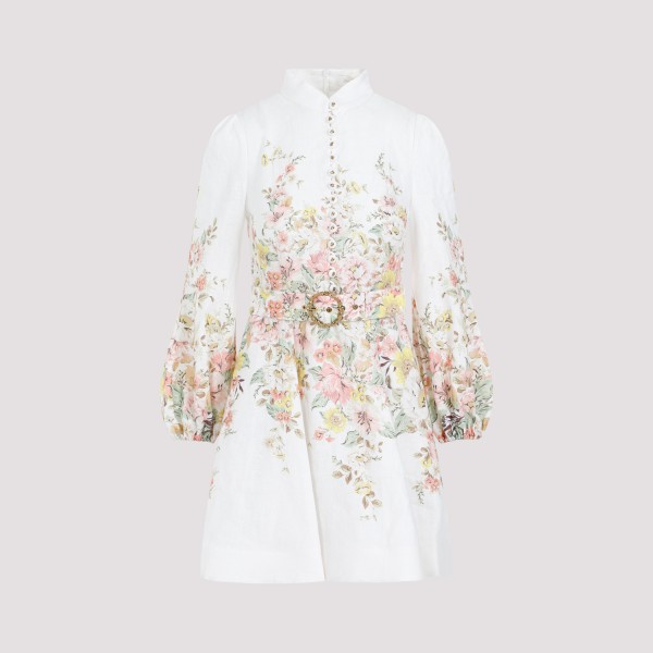 Shop Zimmermann Matchmaker Buttoned Mini Dress 0 In Ivocor Ivory Corla Floral