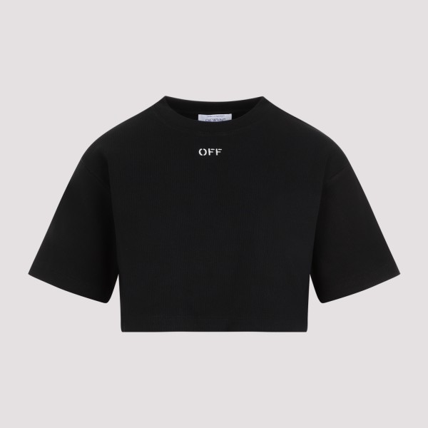 Shop Off-white Off White Stamp Cropped T-shirt M In Black White