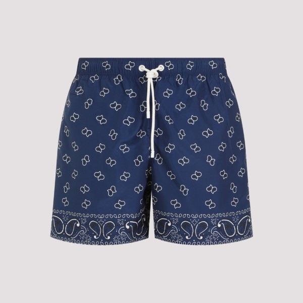 Shop Palm Angels Paisley Swimshorts L In Navy Blue Navy Blue