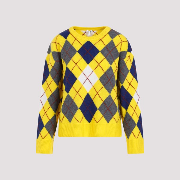 Shop Loewe Argyle Sweater S In Yellow Multicolour