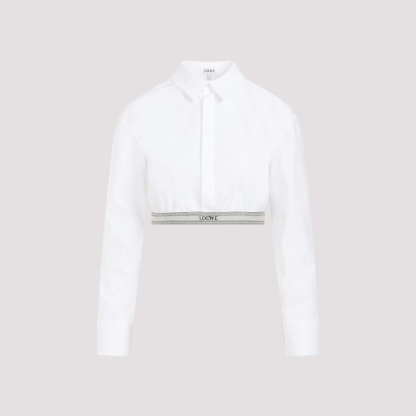 Loewe Women's Crop Logo Band Shirt In Optic White